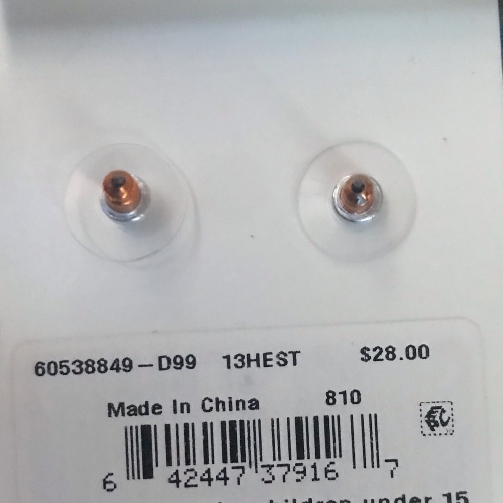 Lauren Ralph Lauren Gold Stud Earrings brown rose stone - Picture 3 of 5